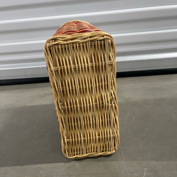 Vintage Esprit Mini Basket Women Small Red Tan Woven Bag Dual Handle Tote - Picture 6 of 6